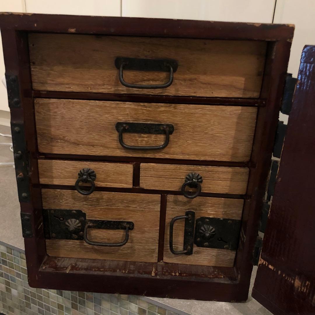 船箪笥　小箪笥　時代箪笥　銭箱　骨董　金具　開閉可