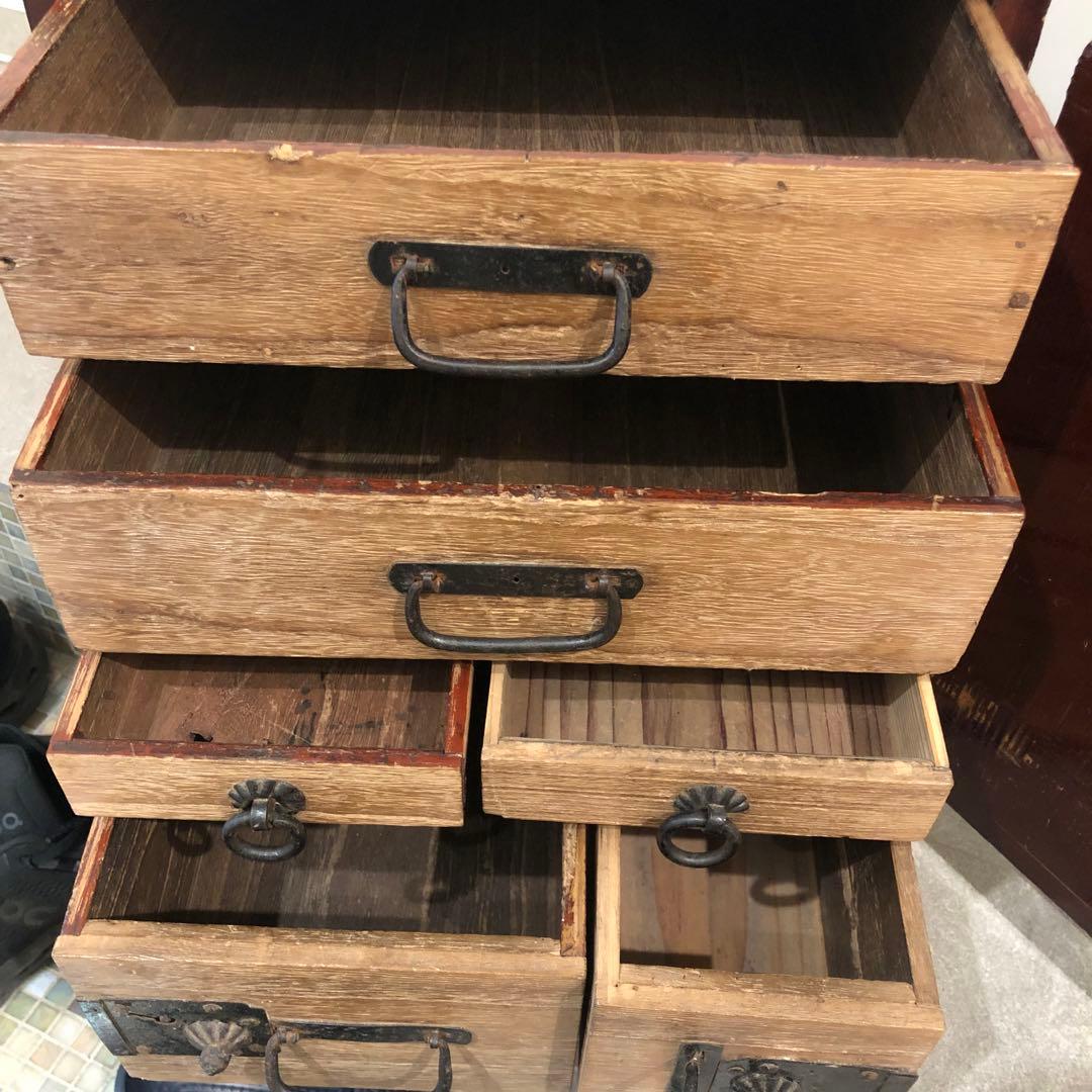 船箪笥　小箪笥　時代箪笥　銭箱　骨董　金具　開閉可