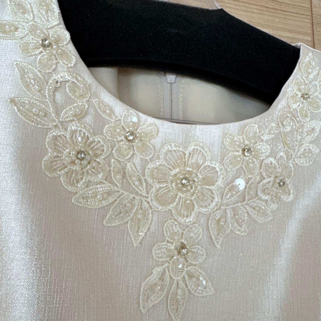 TWEED DRESS アイボリー刺繍ノースリーブドレス150