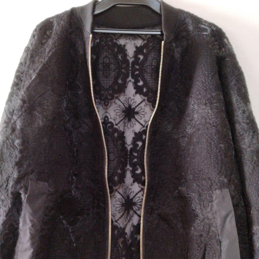 【新品】ヤマダヤ Vin ダブルジップチュールレースブルゾン ブラック サイズF