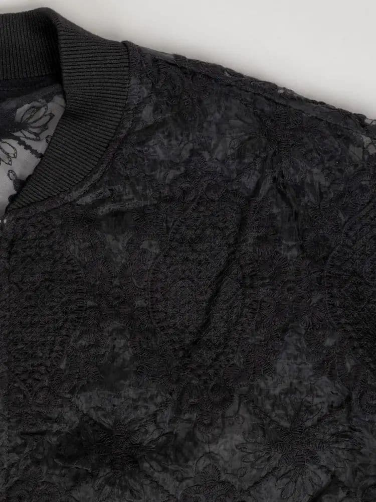 【新品】ヤマダヤ Vin ダブルジップチュールレースブルゾン ブラック サイズF