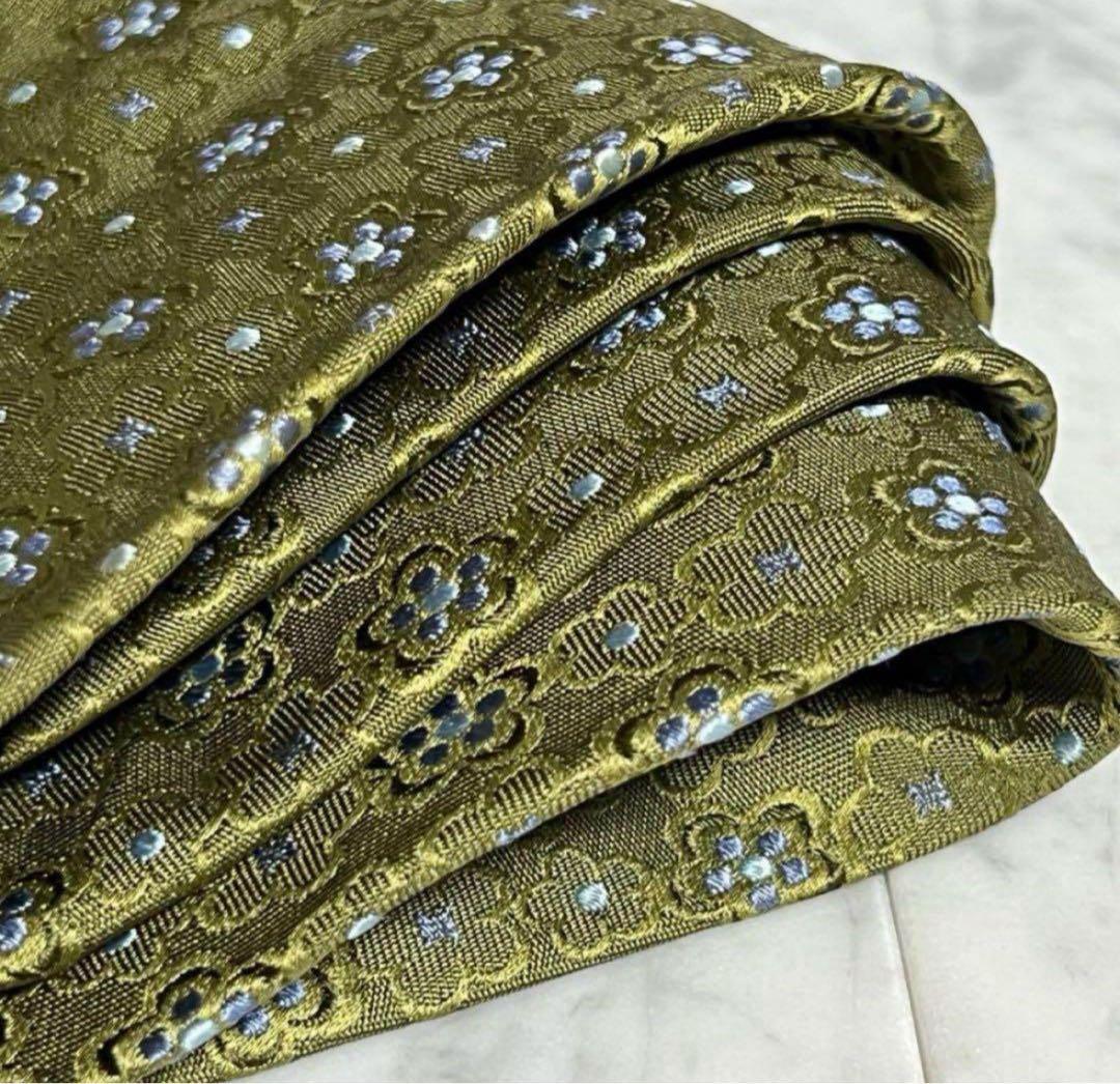 CELINE ネクタイ グリーン系 花柄 マカダム柄 総柄