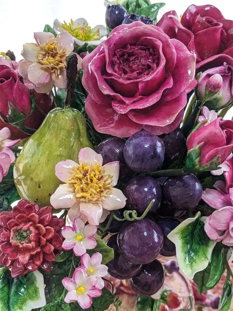 クレイフラワー❁ロココ調薔薇のフラワーアレンジメント❁ハンドメイド