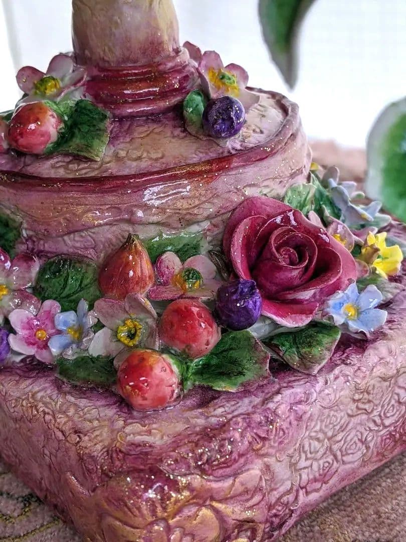 クレイフラワー❁ロココ調薔薇のフラワーアレンジメント❁ハンドメイド