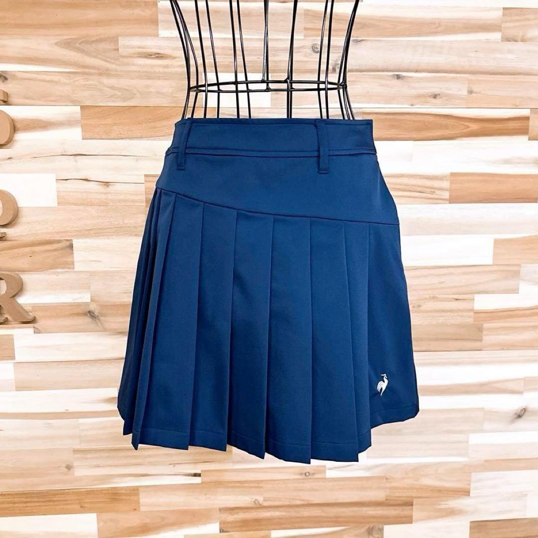 未使用【ルコックスポルティフ】プリーツ ゴルフ スカート 吸汗速乾UPF50 紺