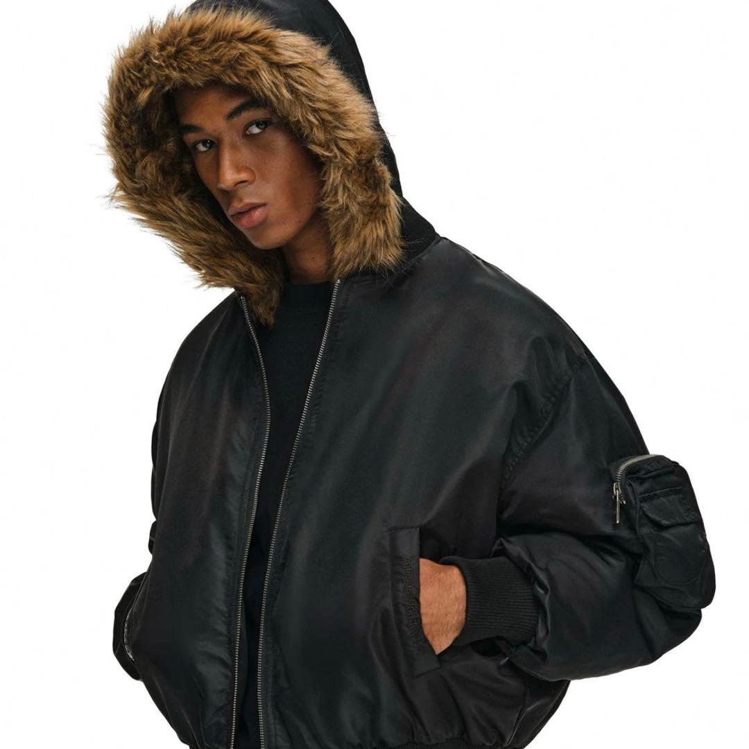 antidote-worldwide ファー付きブラックMA-1ジャケット S