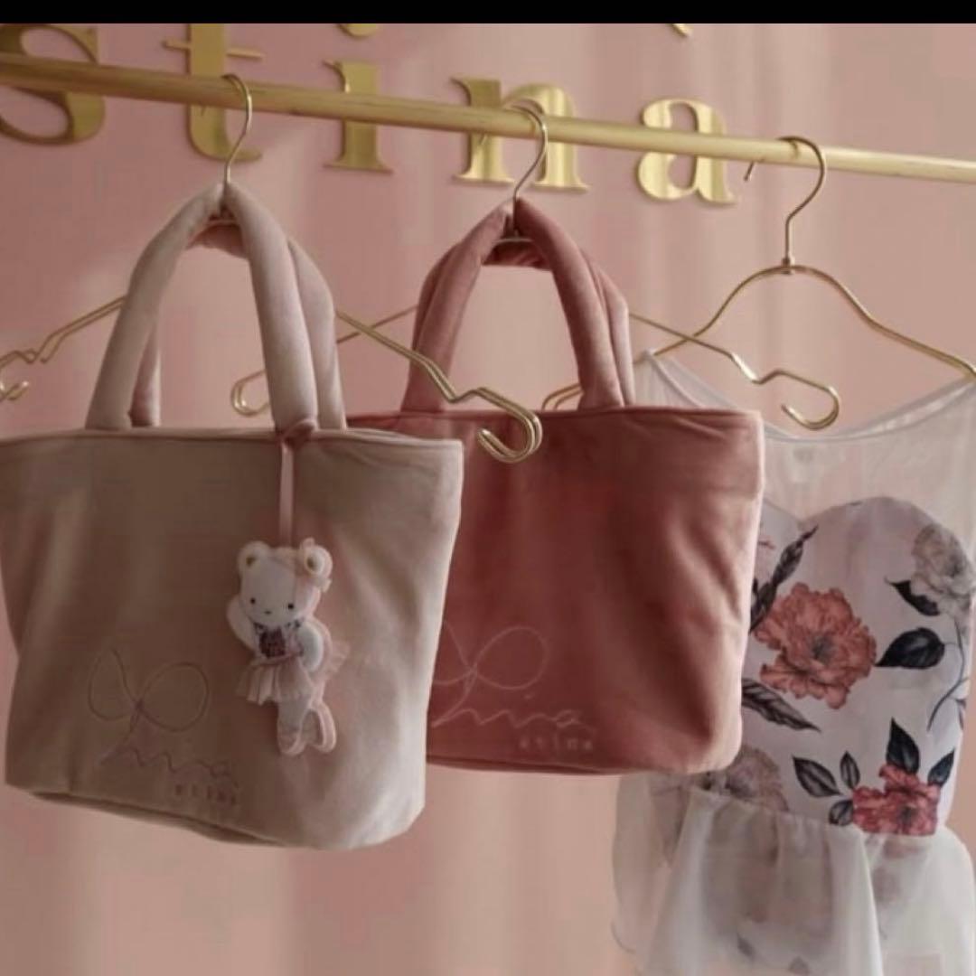 新品　stina ベロアバッグ　ローズピンク　ショッパー付き
