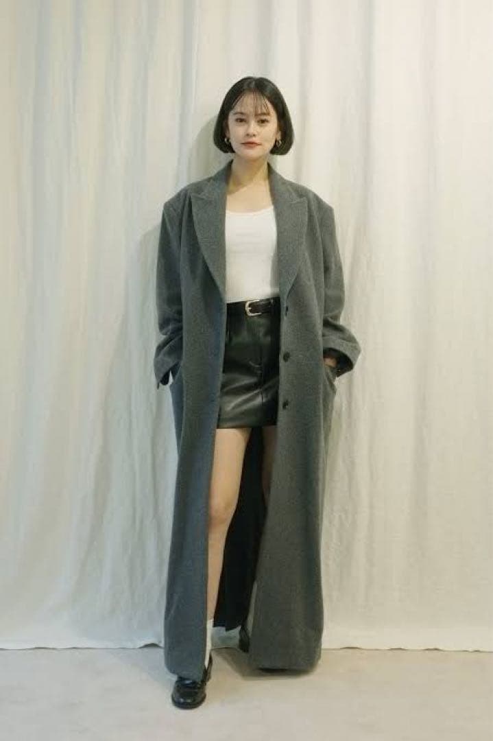 er emma グレー ダブルブレスト ロングコート