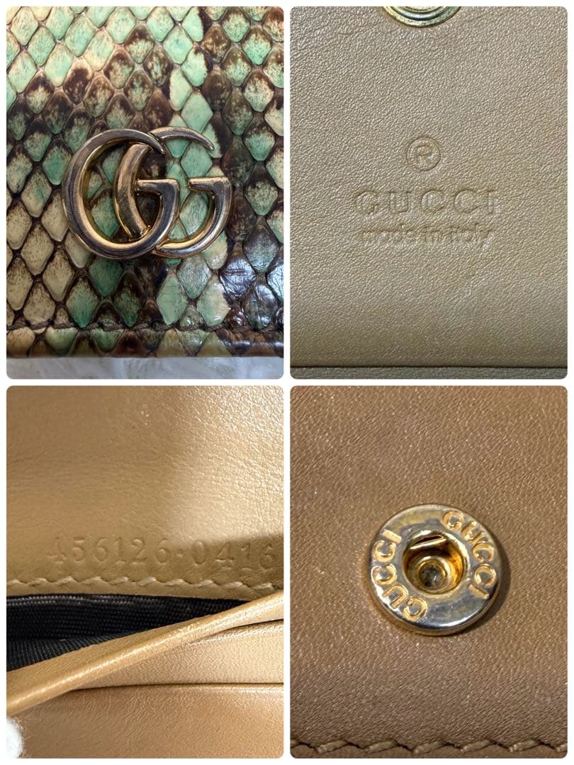 【✨美品✨】グッチ パイソン GGマーモント 二つ折り コンパクトウォレット