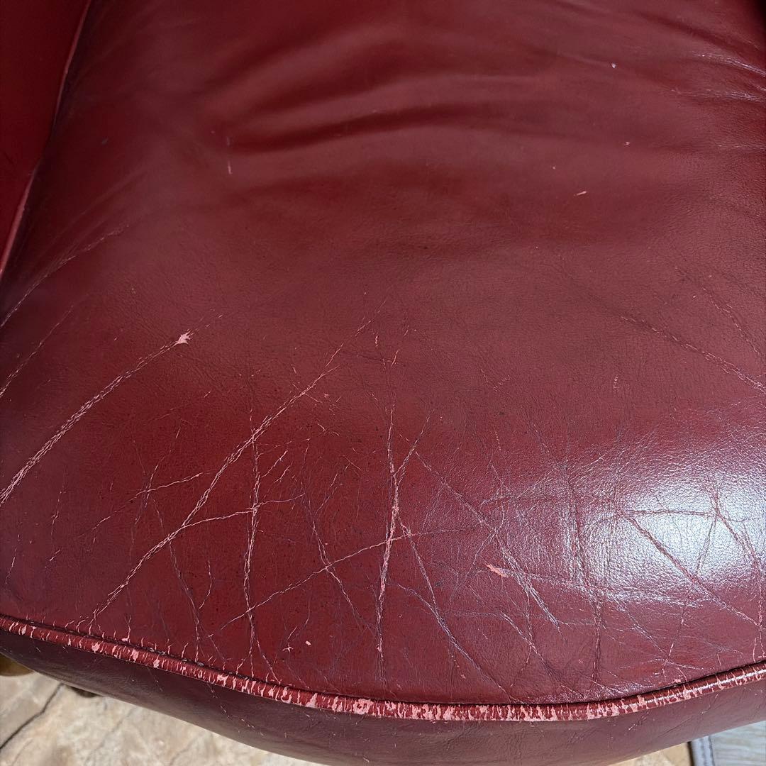 クラシック 赤 レザー アームチェア　1人掛け
