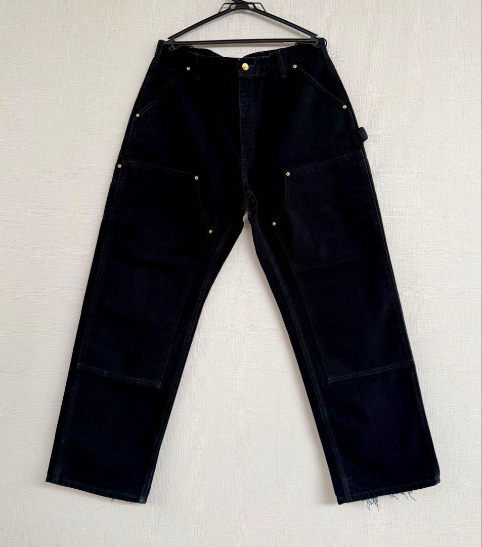 超スペシャル 36X30 W36 カーハート ダブルニー パンツ ブラック 黒