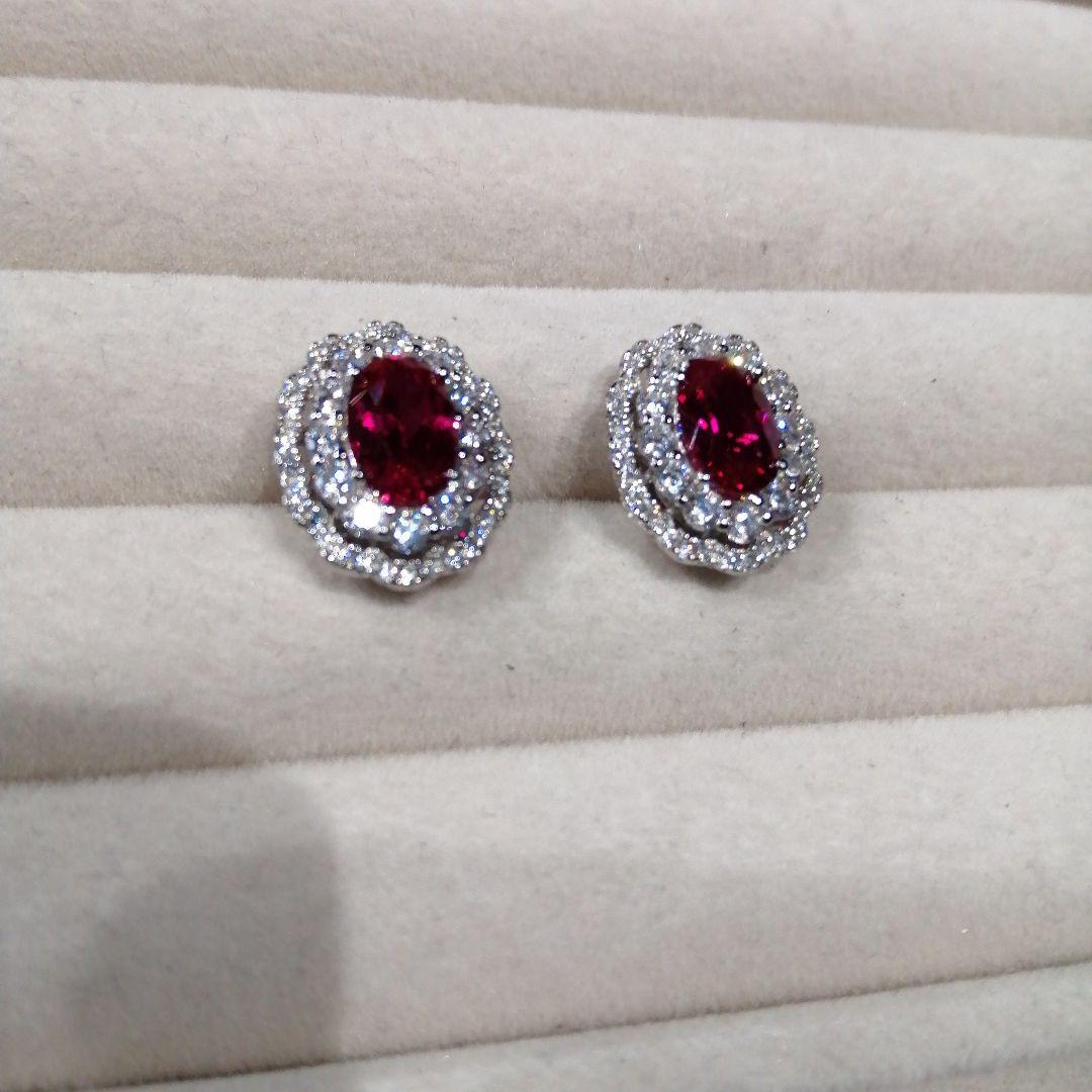 人工ルビー ピアス ピジョンブラッド 3ct