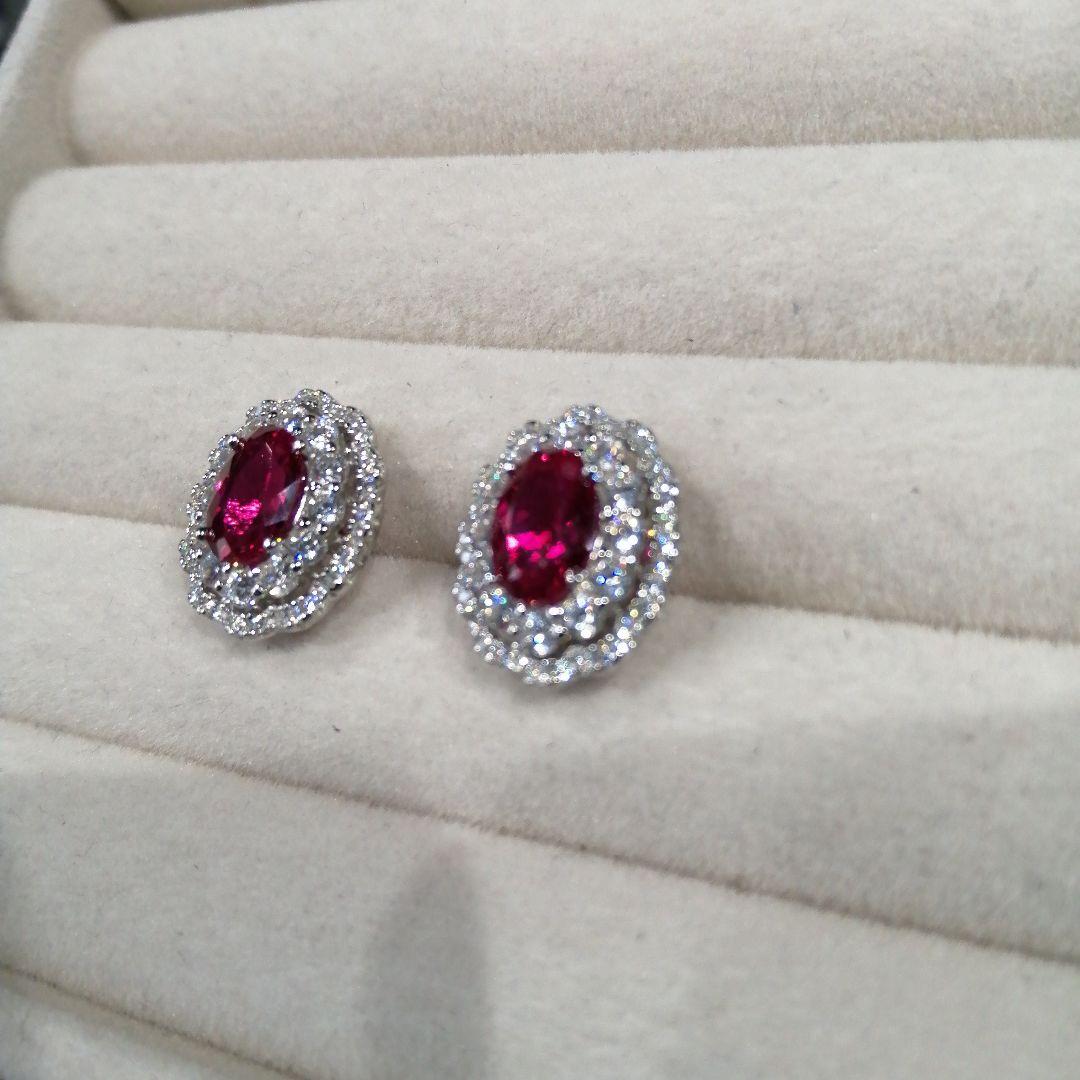 人工ルビー ピアス ピジョンブラッド 3ct