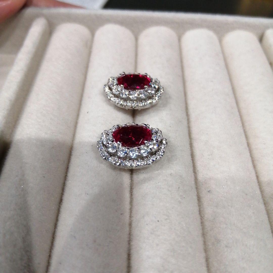 人工ルビー ピアス ピジョンブラッド 3ct