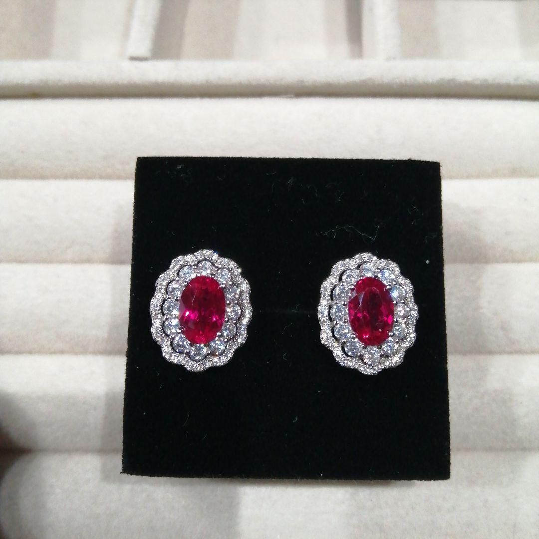 人工ルビー ピアス ピジョンブラッド 3ct
