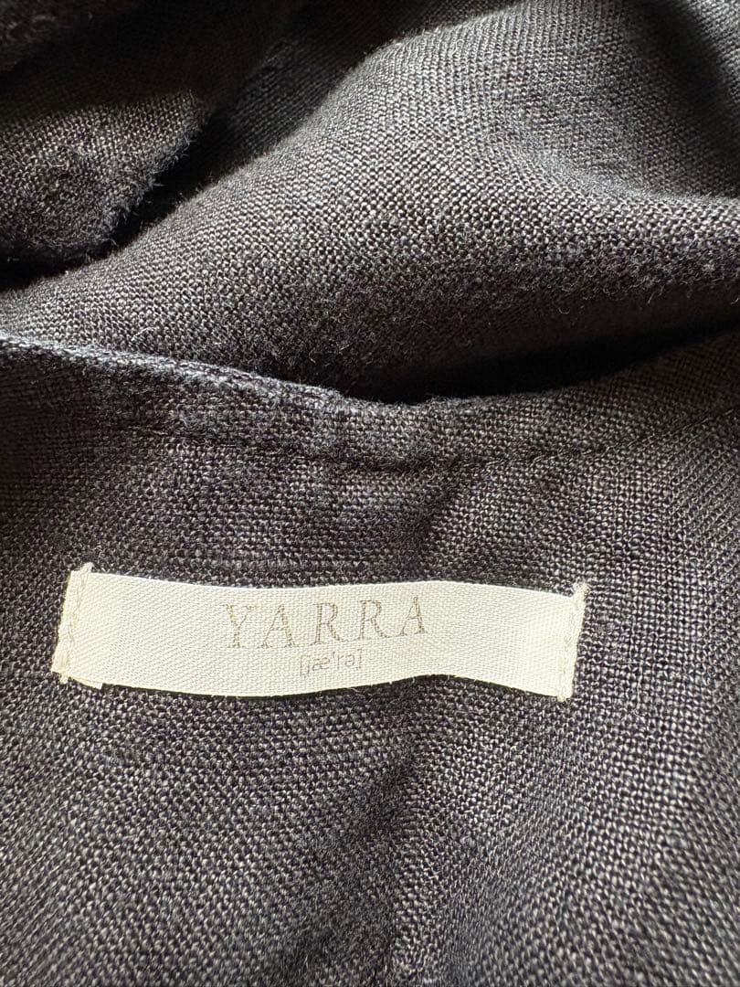 YARRA ヤラ　麻リネン100 サロペット　黒ブラック　バックシャン