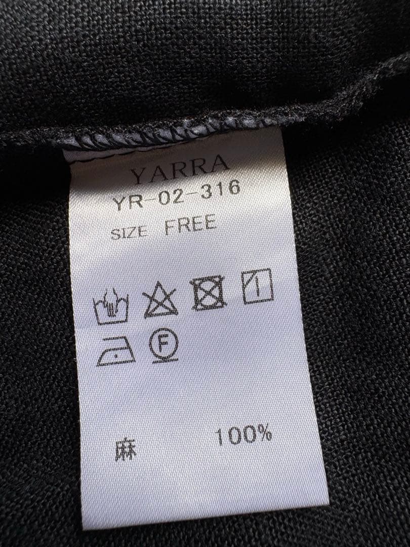 YARRA ヤラ　麻リネン100 サロペット　黒ブラック　バックシャン