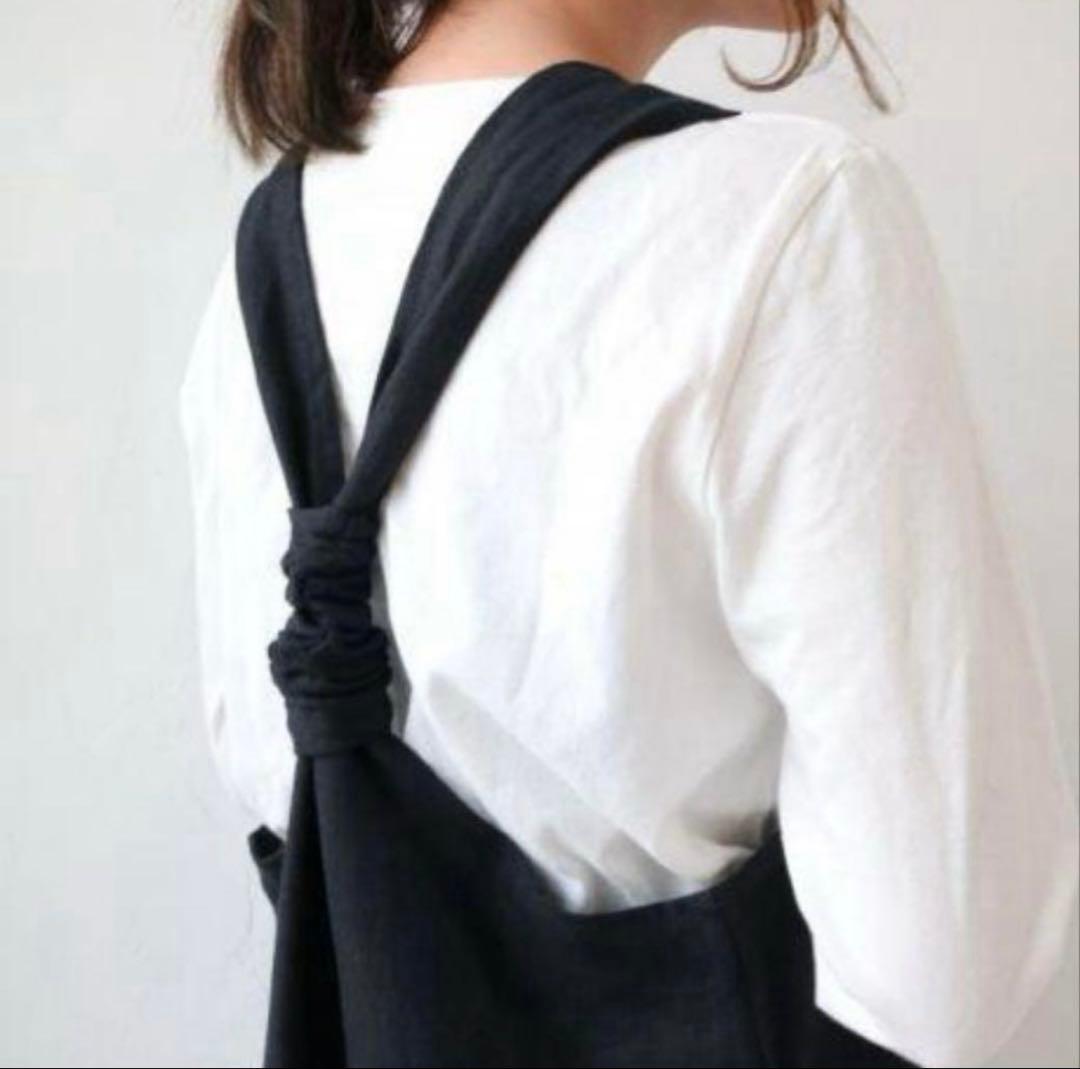 YARRA ヤラ　麻リネン100 サロペット　黒ブラック　バックシャン