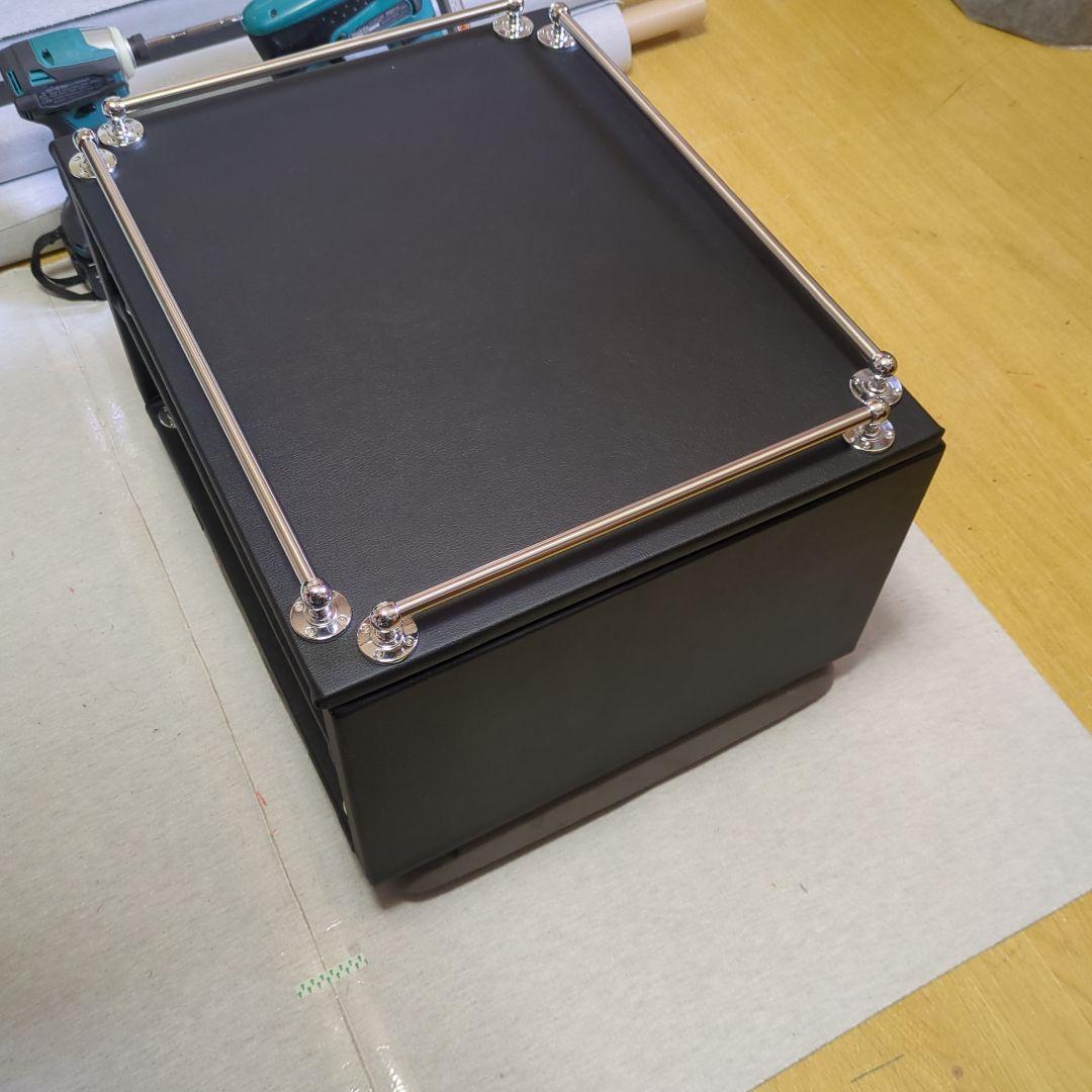 【出桁入母屋化粧造り専用】コンソール棚BOX（載せるタイプ）【ブラックレザー】