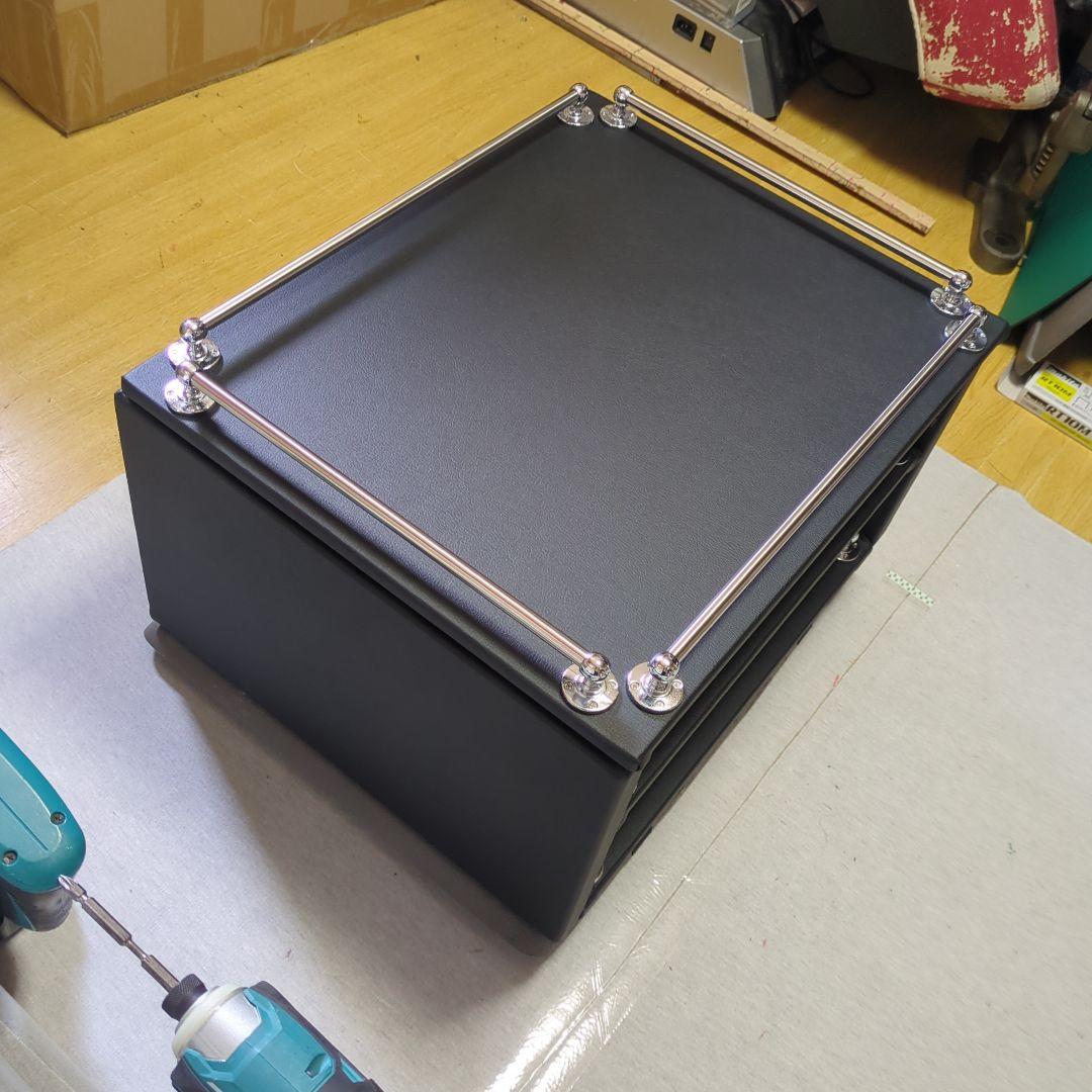 【出桁入母屋化粧造り専用】コンソール棚BOX（載せるタイプ）【ブラックレザー】