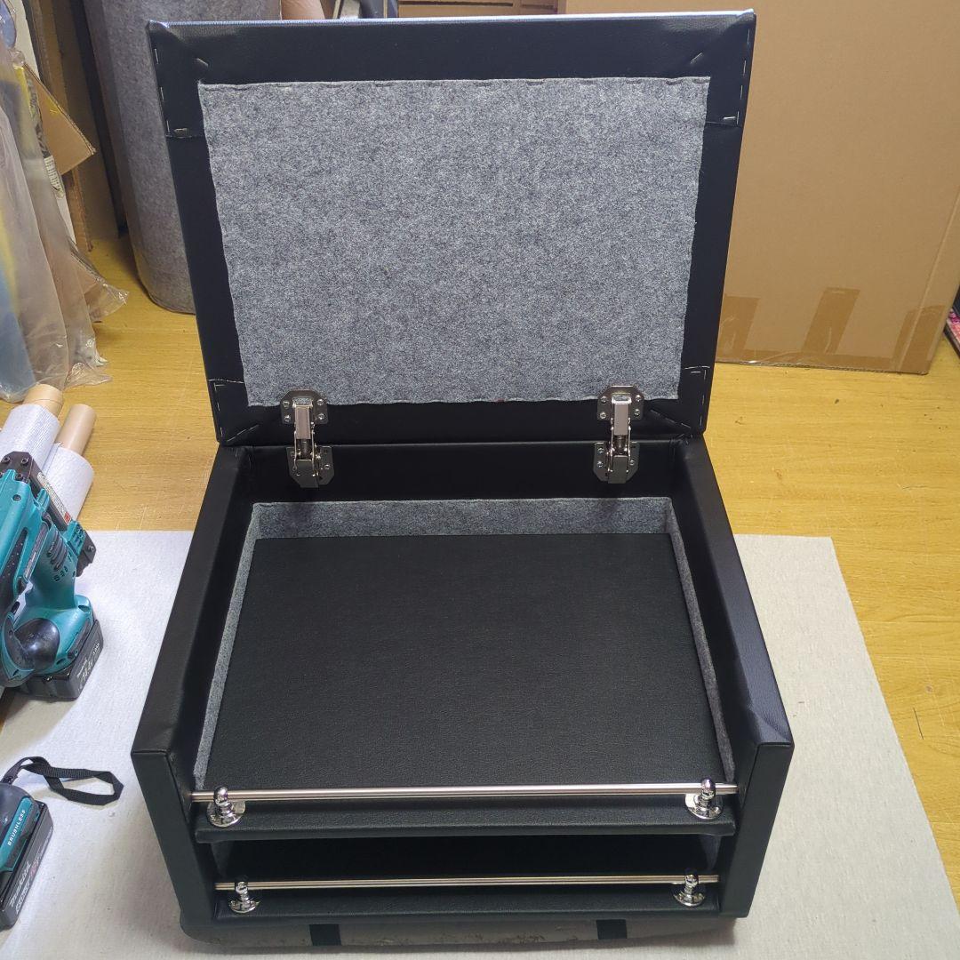 【出桁入母屋化粧造り専用】コンソール棚BOX（載せるタイプ）【ブラックレザー】