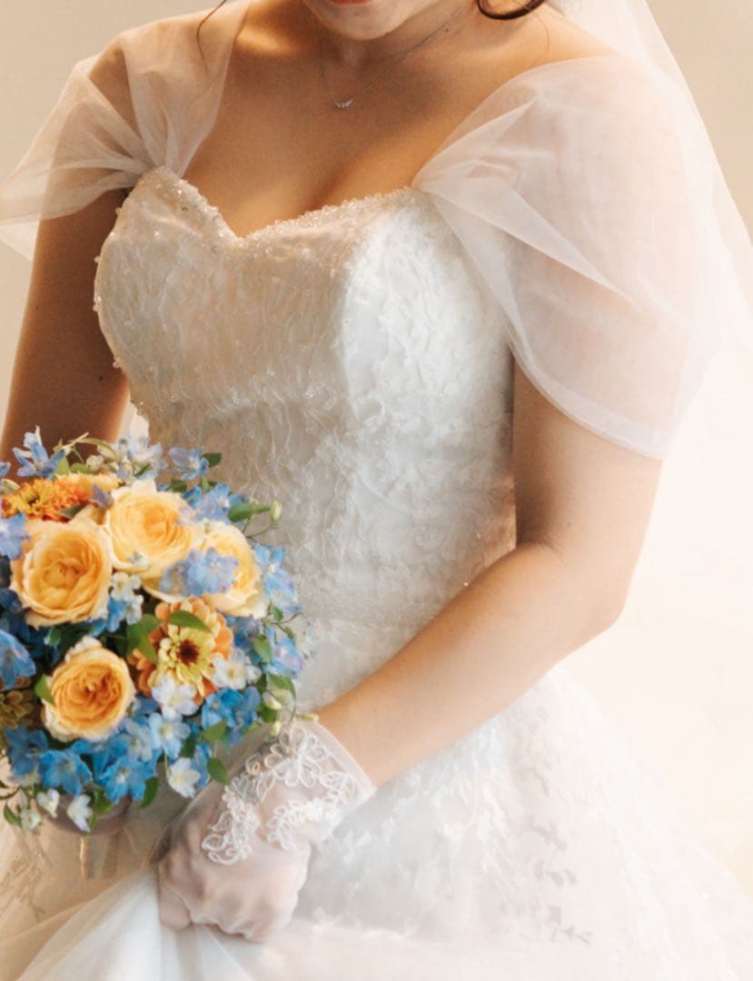 ウェディングドレスセット　ホワイト　カラー（ブラウン）