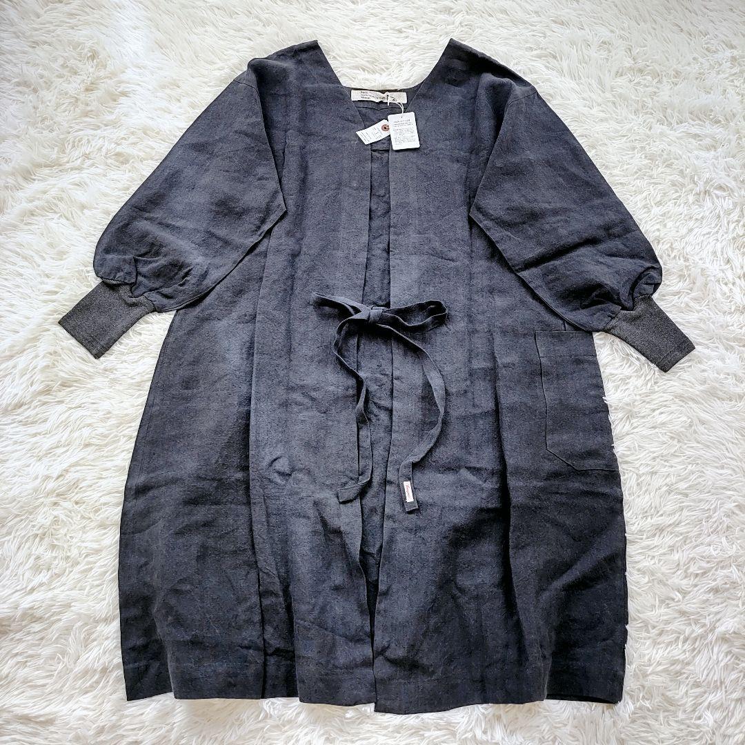 【新品タグ付き】Kapoc　カポック　割烹着　エプロン　リネン　麻