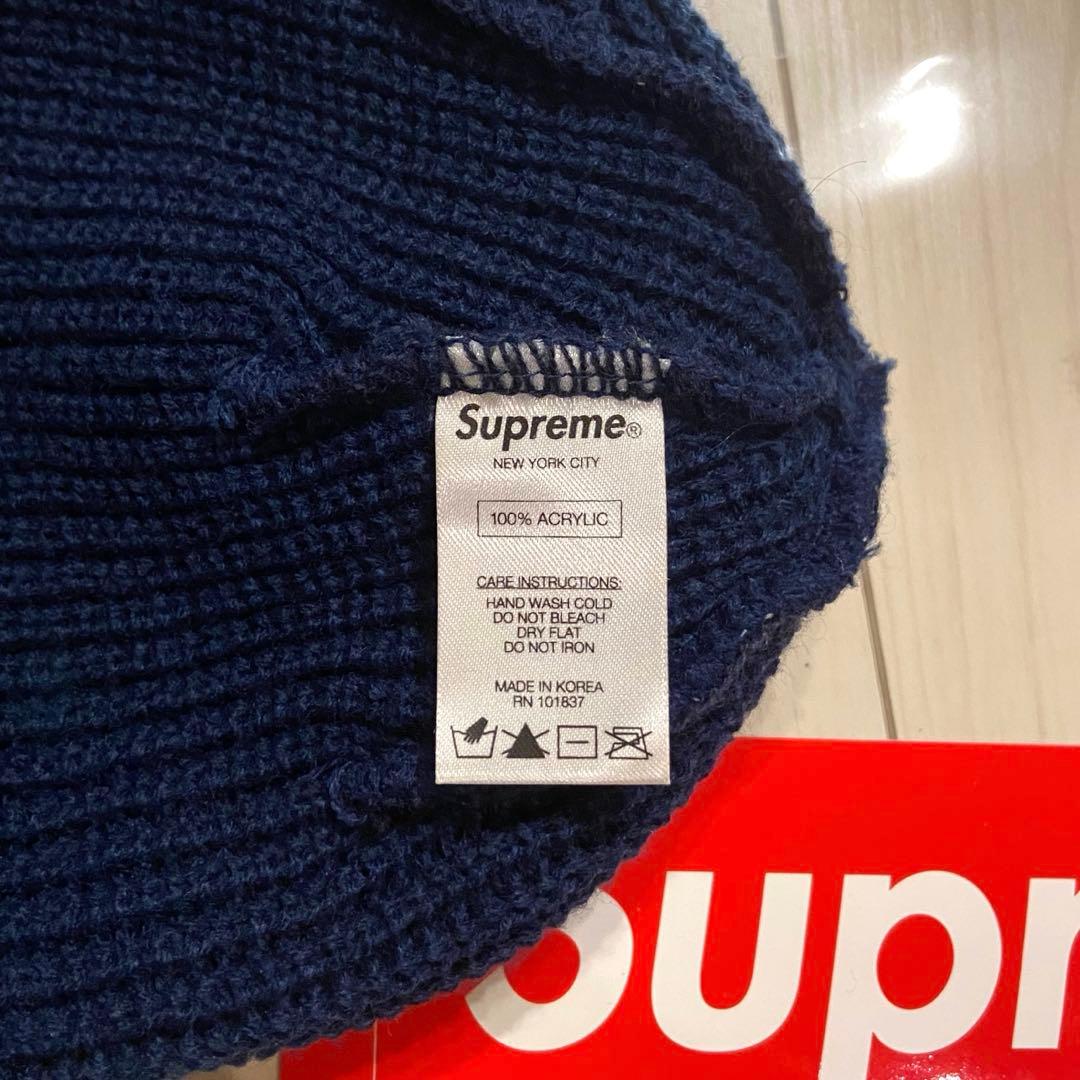 【美品】 Supreme Reflective Stripe Beanie 紺