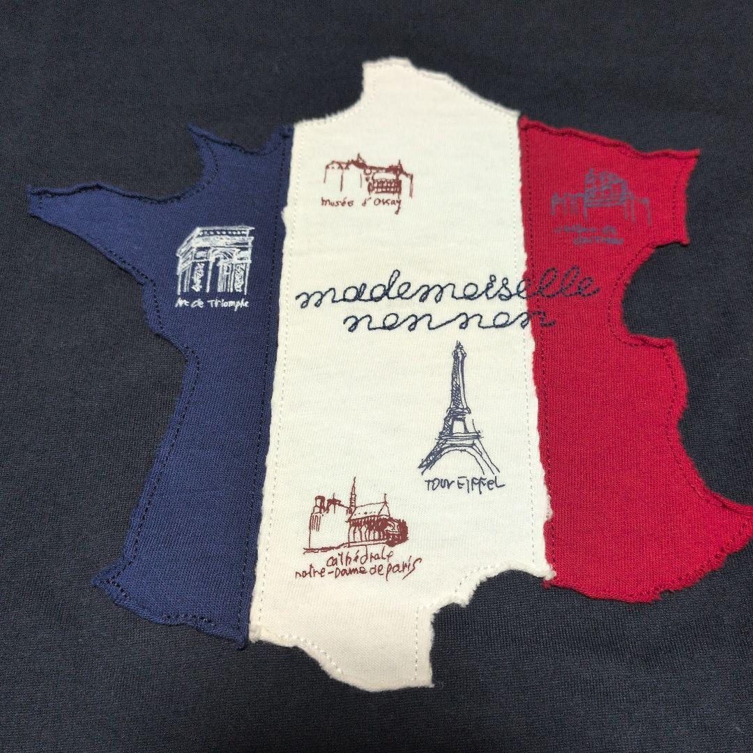 マドモアゼルノンノン　フランス地図刺繍 長袖Tシャツ　紺　М　新品未使用‼️