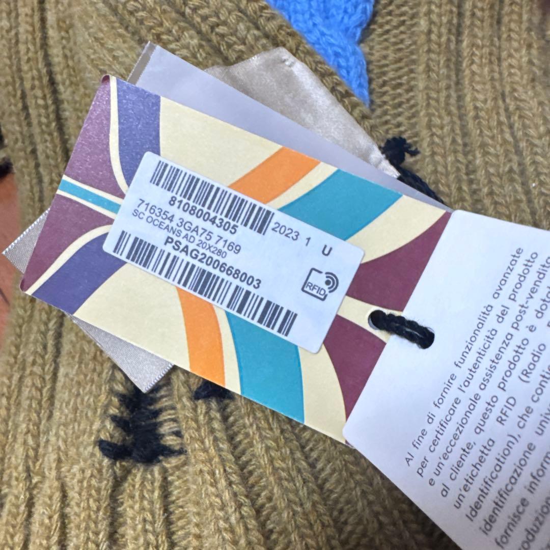 タグ付き未使用品　GUCCI アディダス　マフラー　ベージュ×ブルー