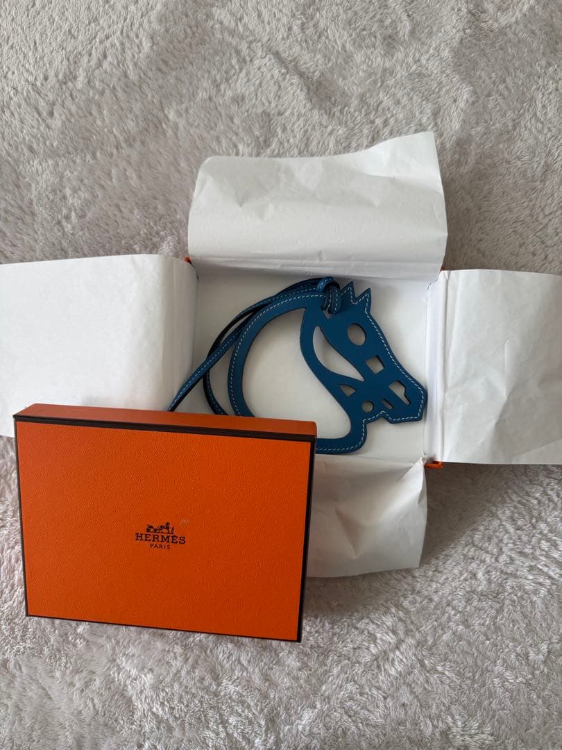 「HERMES」エルメス　バックチャーム　プティアッシュ　馬　ブルージーン