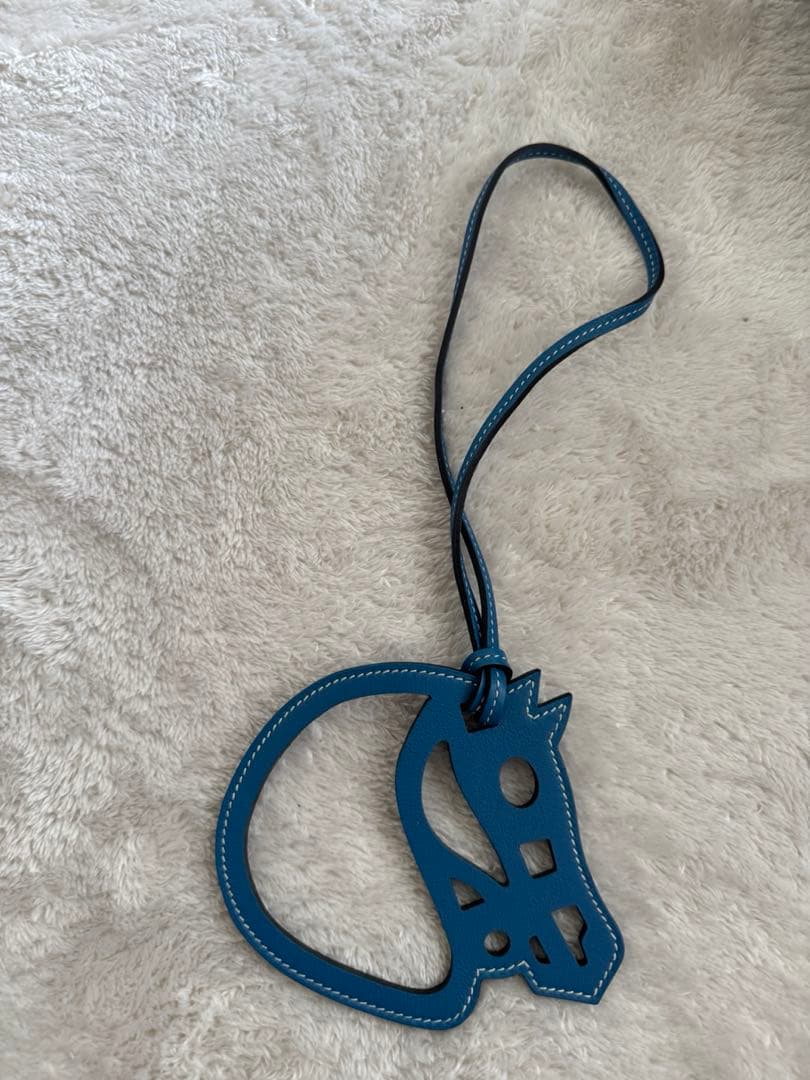 「HERMES」エルメス　バックチャーム　プティアッシュ　馬　ブルージーン