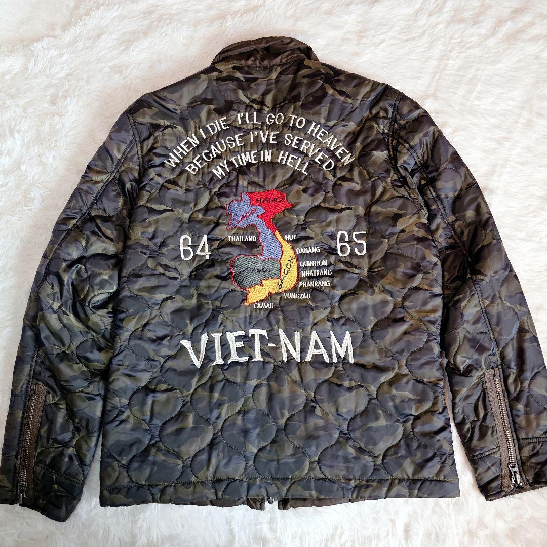 AVIREX 刺繍 ベトジャン XL 迷彩 ミリタリー キルティング 深緑