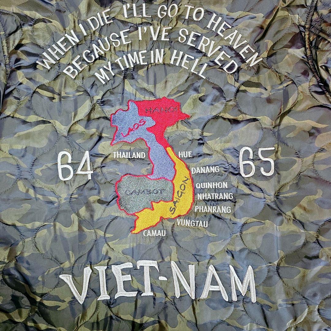 AVIREX 刺繍 ベトジャン XL 迷彩 ミリタリー キルティング 深緑