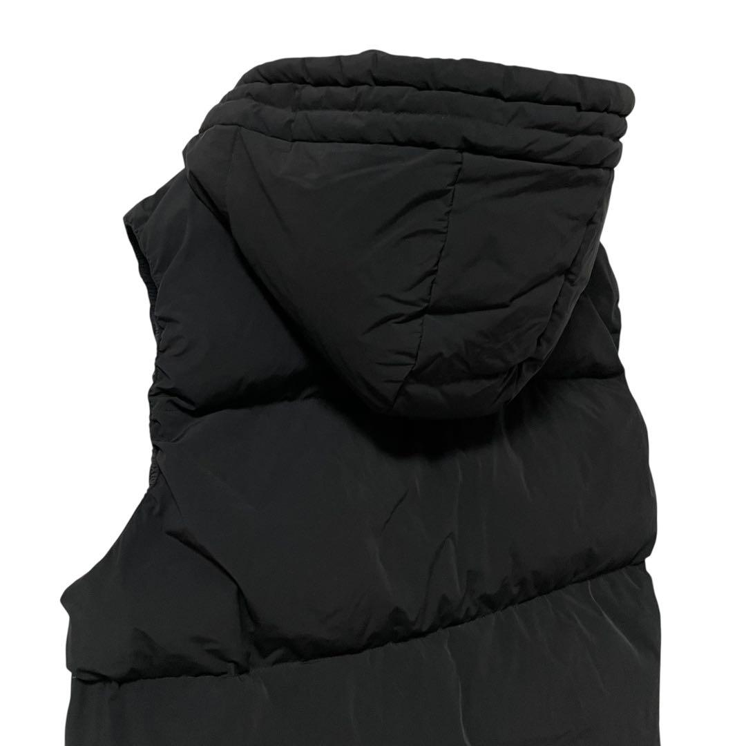 after label / メンズ 中綿ベスト フーディ 黒 L a554