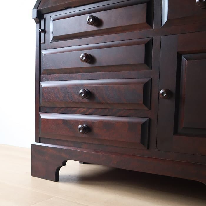 北海道民芸家具 ライティングビューロー カバ材 チェスト 日本製