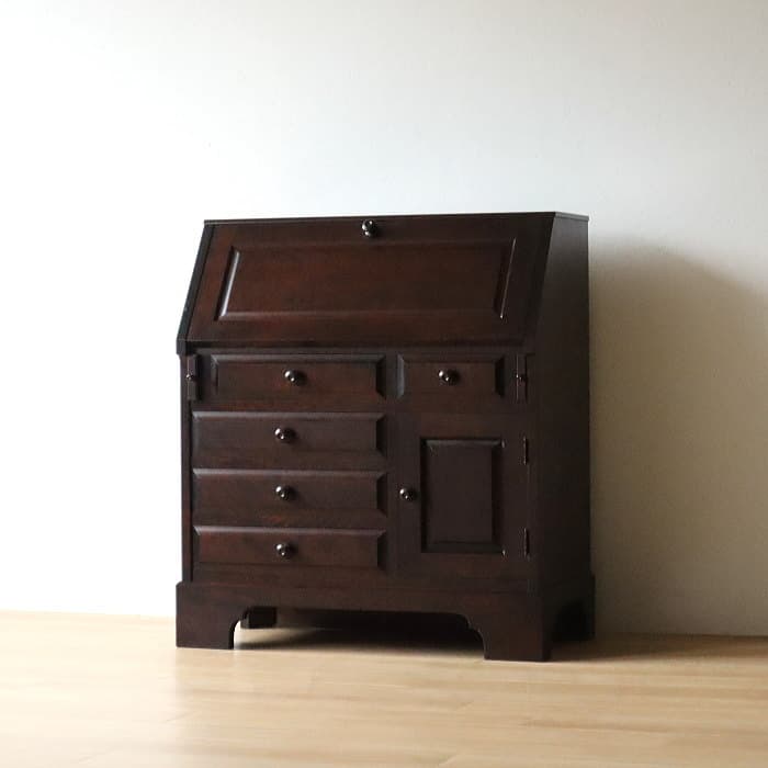 北海道民芸家具 ライティングビューロー カバ材 チェスト 日本製