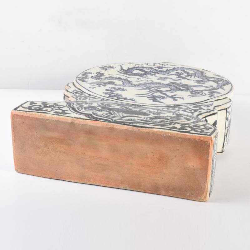 Khiêm Bỉnh　中国　青花　雲龍蓮花文　扁壷　V　7019A