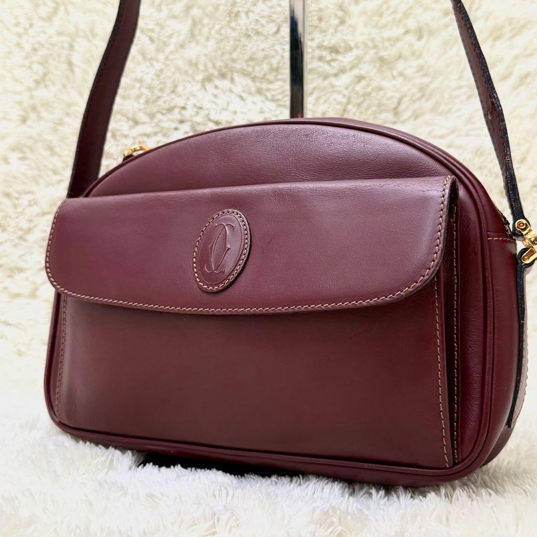 Cartierカルティエ マストライン ショルダーバッグ ボルドー レザー