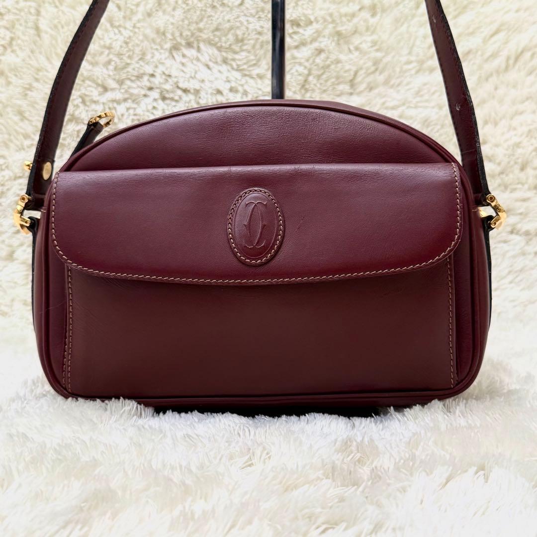 Cartierカルティエ マストライン ショルダーバッグ ボルドー レザー