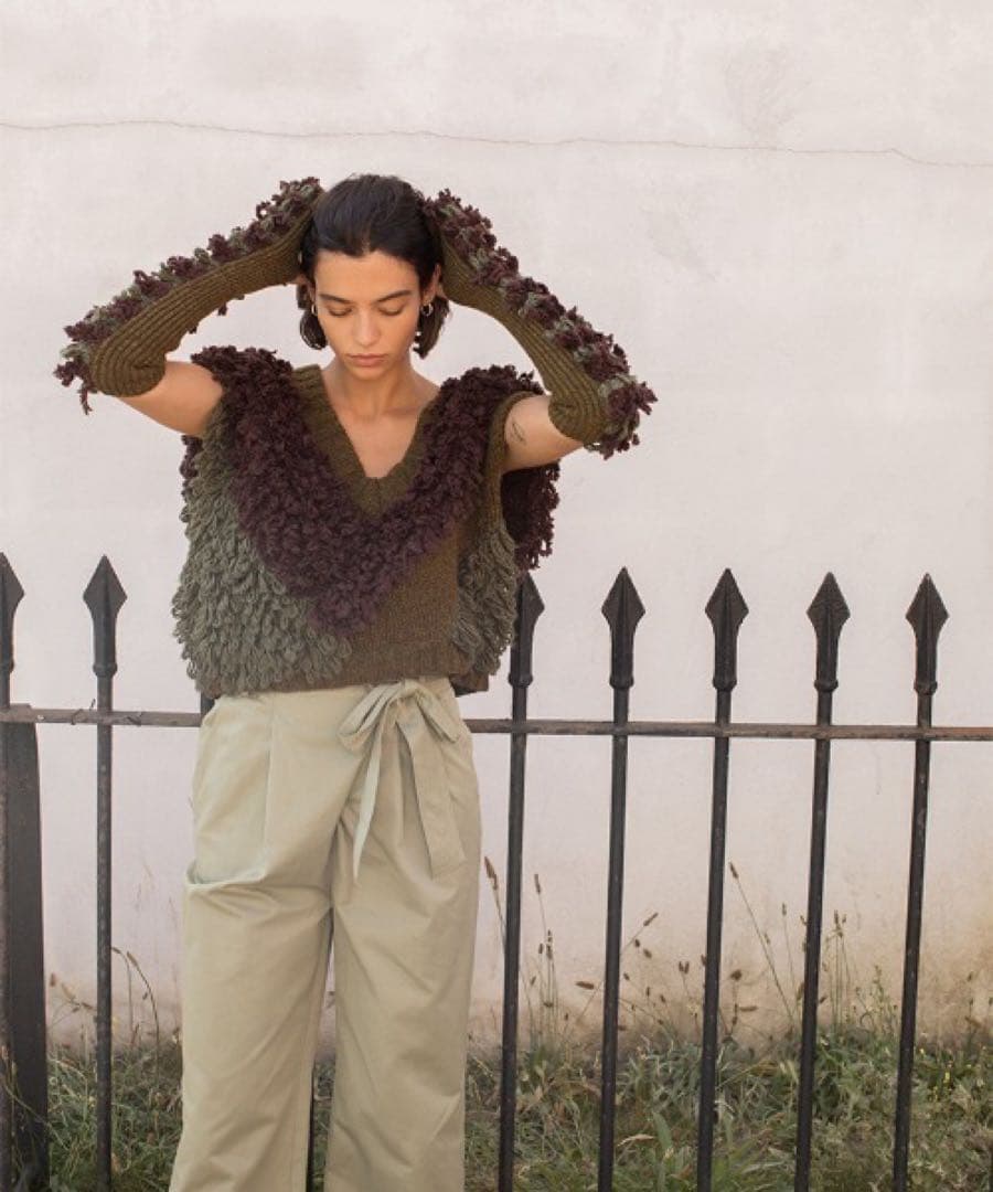 トップス leinwande / Mix Roop Sleeveless Sweater