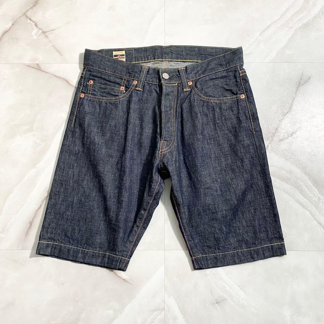 A17406 美品 桃太郎ジーンズ 出陣レーベル デニムショートパンツ W30