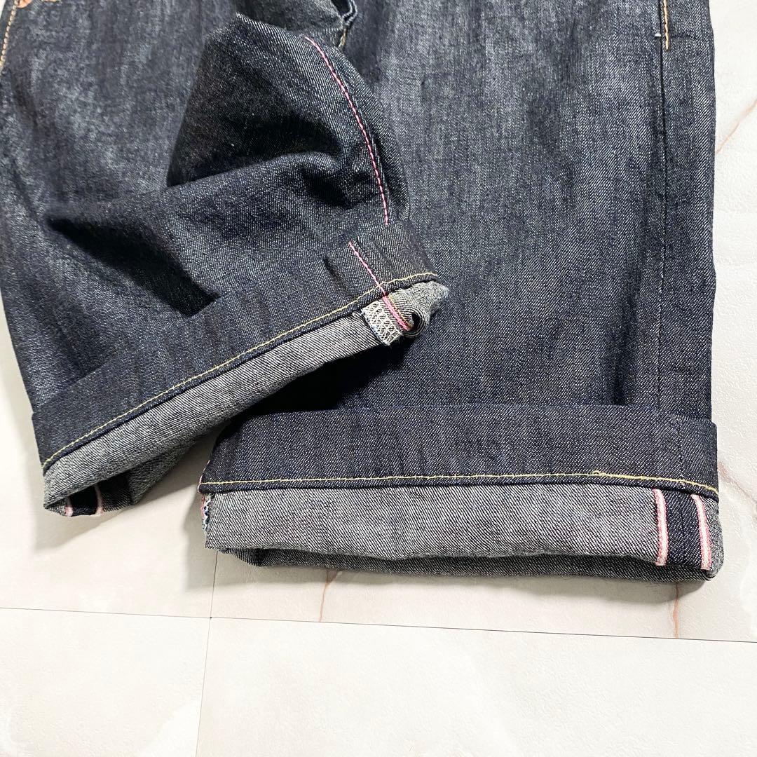 A17406 美品 桃太郎ジーンズ 出陣レーベル デニムショートパンツ W30