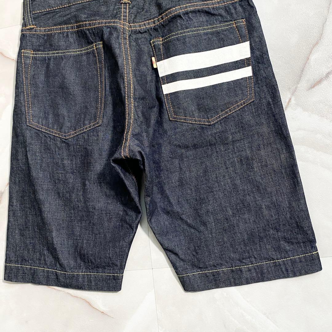 A17406 美品 桃太郎ジーンズ 出陣レーベル デニムショートパンツ W30