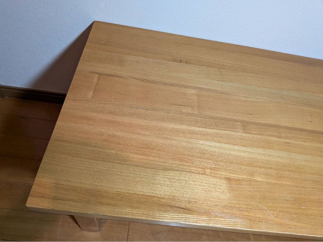 ■送料込■無印良品 木製ローテーブル 引出し センター机デスク タモ材天然木