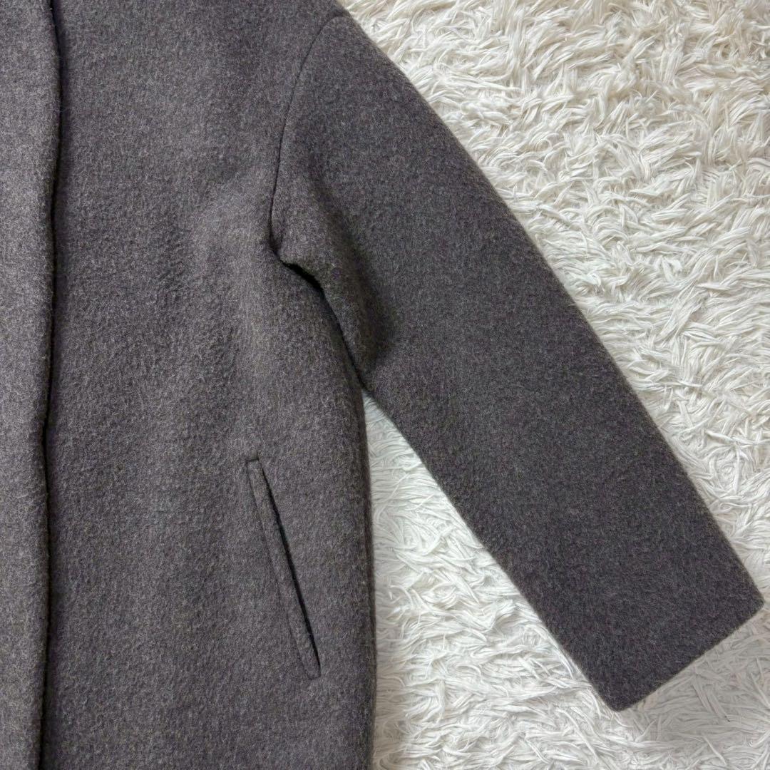 【美品】イエナ ラムウールノーカラーコート ロング グレー 22AW 34