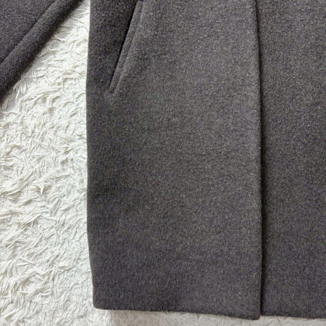 【美品】イエナ ラムウールノーカラーコート ロング グレー 22AW 34