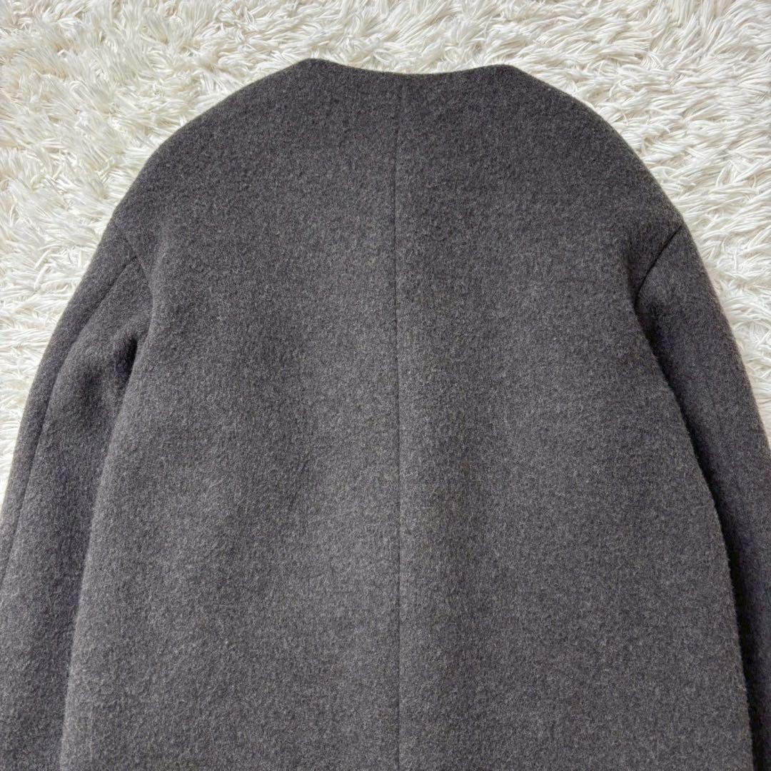 【美品】イエナ ラムウールノーカラーコート ロング グレー 22AW 34