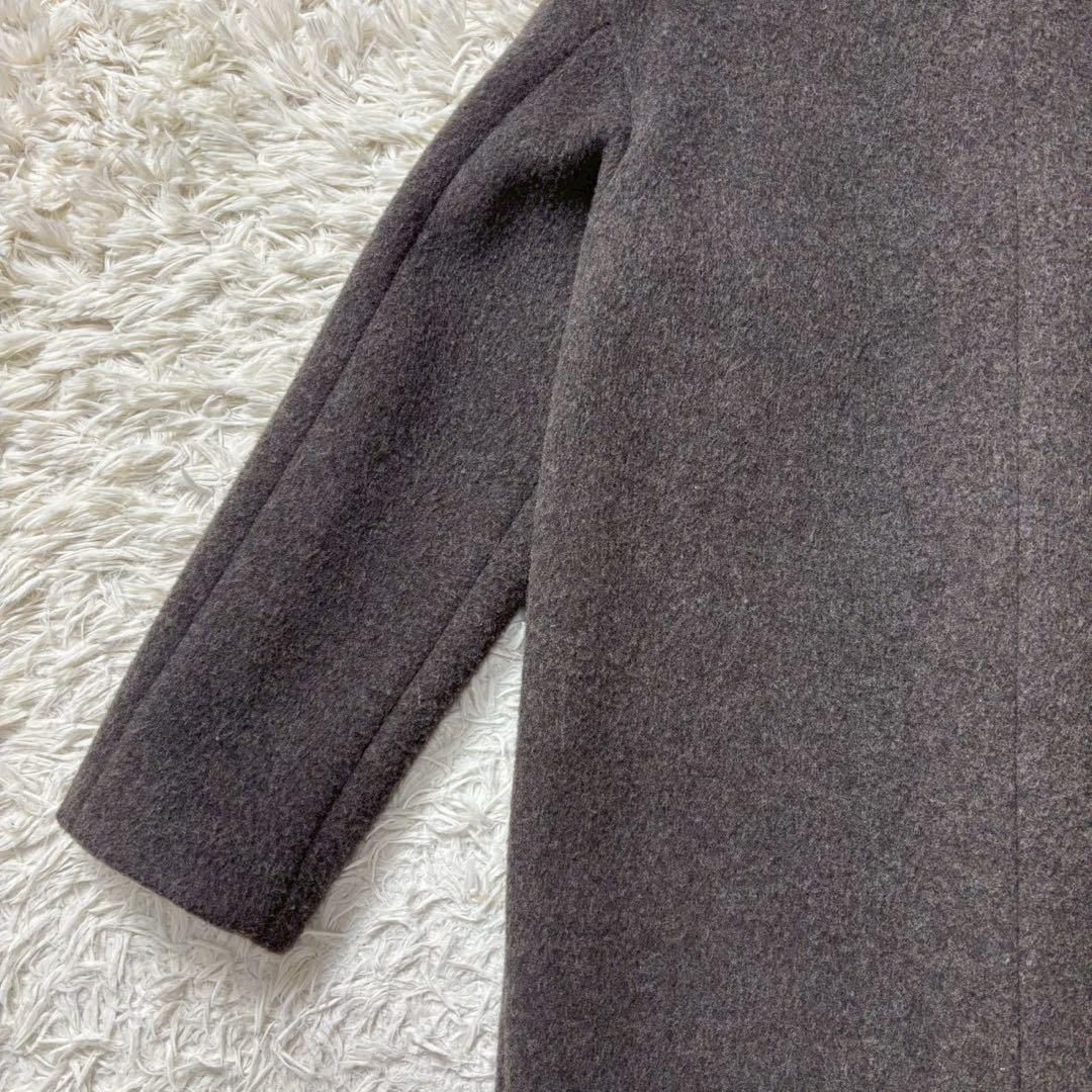 【美品】イエナ ラムウールノーカラーコート ロング グレー 22AW 34