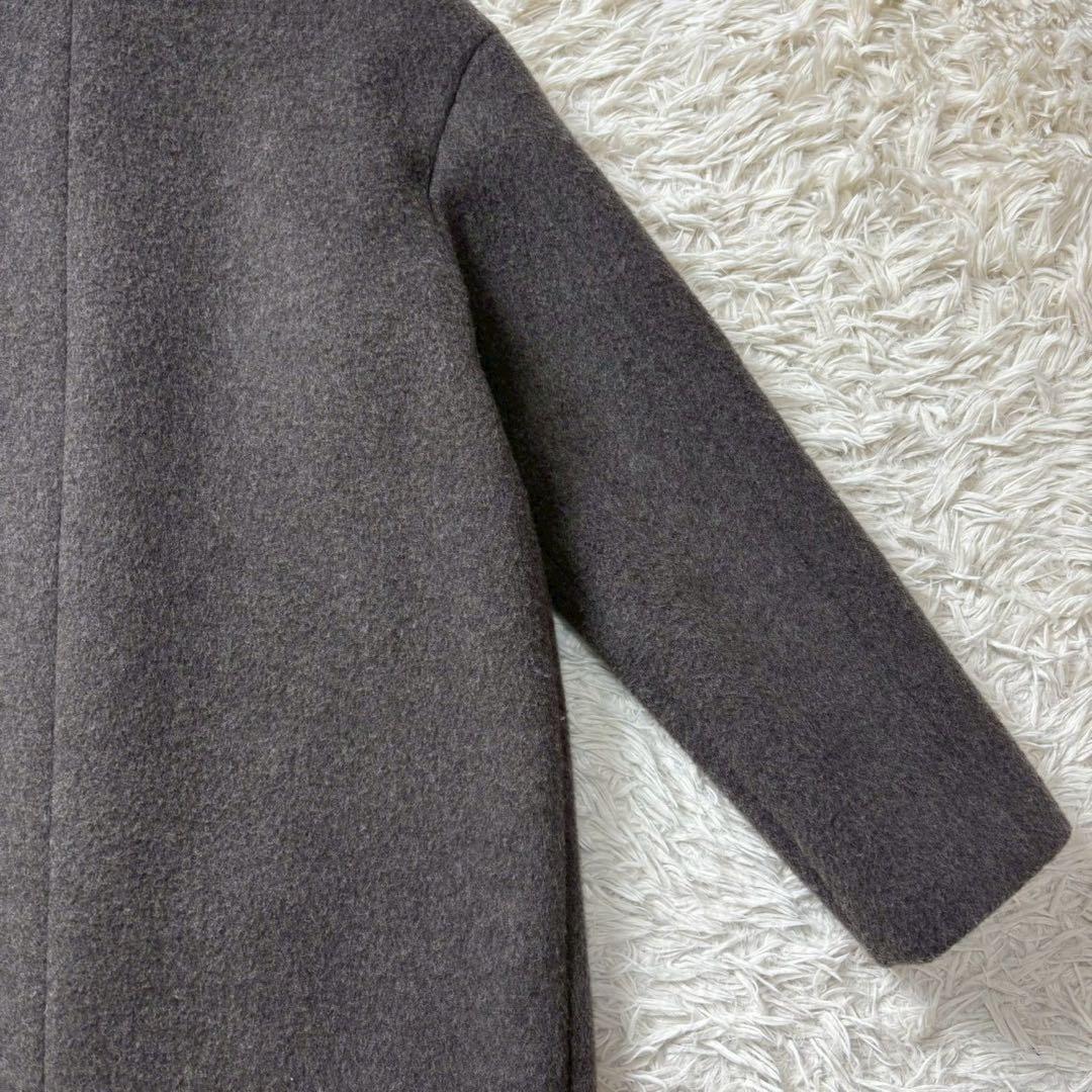 【美品】イエナ ラムウールノーカラーコート ロング グレー 22AW 34